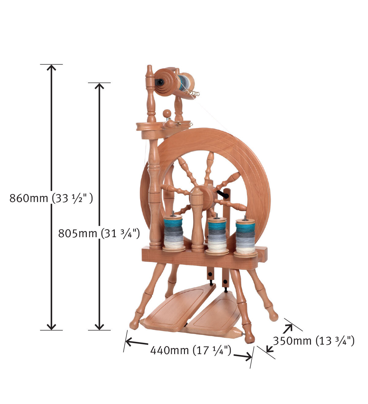 Traveller Spinning Wheel Double Treadle Single Drive Lacquered