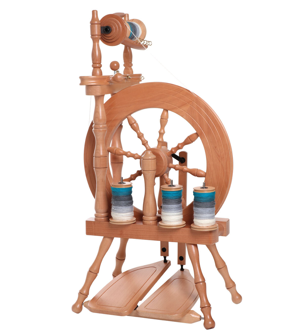 Traveller Spinning Wheel Double Treadle Single Drive Lacquered