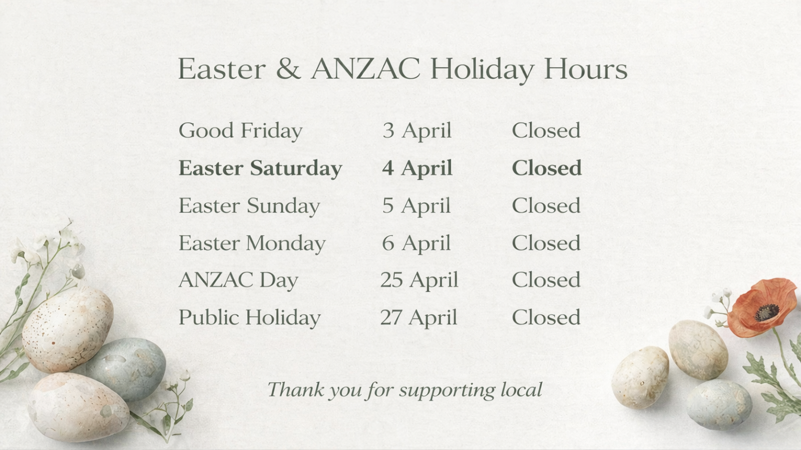 Easter Hours