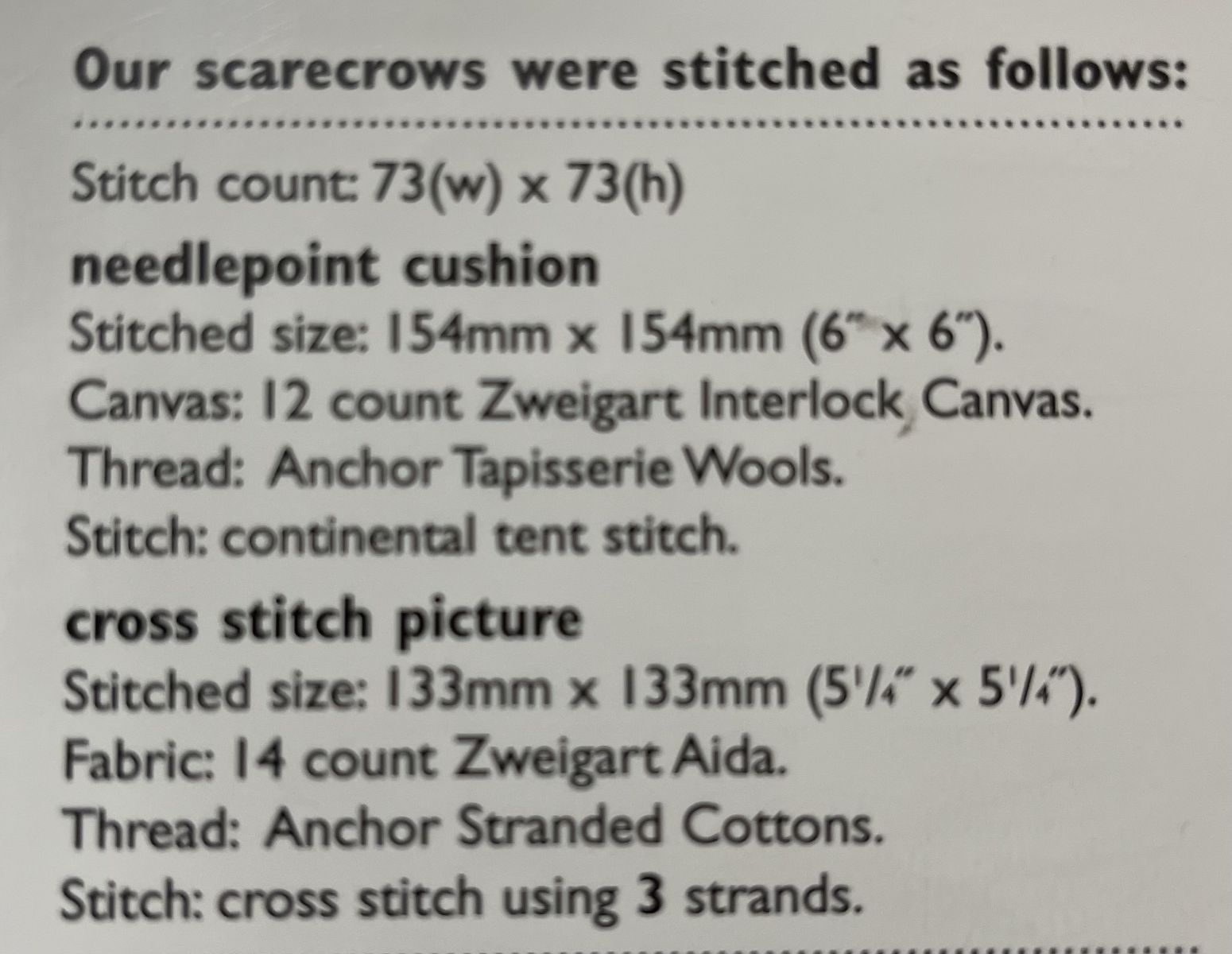 Specs for Scarecrow's Friends
