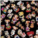 Fabric - K&K Sew Curious Ladies Tossed Black 0154/344