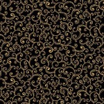 Fat Quarter - Poinsettia Symphony - Scrolls Black