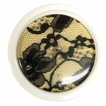 Button -Large Black and Yellow lace