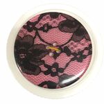 Button - 52mm Large Black and Pink Lace