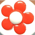 Button - 18mm Red/White Flower