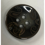 Button - 22mm Black/Antique Silver leaf design
