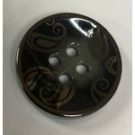 Button - 22mm Black/Antique Silver leaf design