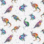 Fabric - Splash of Colour - 101 Animals White