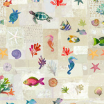 Coral Reef Digital Patchwork Khaki (Y4377-12)