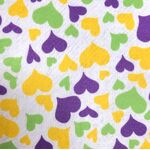 Felt - White Purple, Yellow Green Hearts