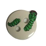 Button - White/Green Worm