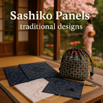 Sashiko Hand-Printed Printed Cotton Cloth Panels