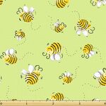 Fabric - Susybee Basics Bees Green Fat Quarter