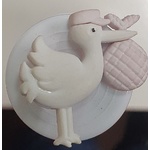 Button - 30mm Stork with pink bundle