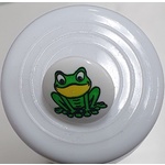 Button - 12mm White Green Frog
