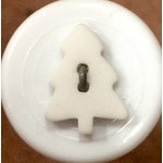 Button - 16mm Christmas Tree White