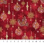 Fat Quarters - Christmas Theme Assorted - Christmas Joy Ornaments Red
