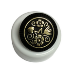 Button - 22mm Black Gold Flower