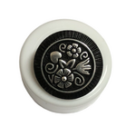 Button - 22mm Black Silver Flower