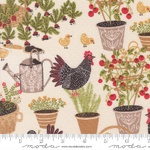 Fat Quarter - The Henhouse - Garden Scene Cream (M4843011)