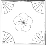 Sashiko Printed Cloth - Flowers & Fans