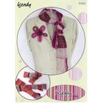5463 - Fingerless mittens, hat, scarf and flower motif