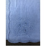 Linen Handkerchief - Blue with Embroidered Flowers