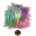 Rainbow Dream Faux Fur Pom Pom  - with pre-sewn press stud
