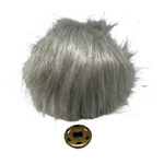 Silver Cloud Faux Fur Pom Pom  - with pre-sewn press stud