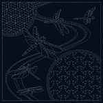 Sashiko Printed Cloth Twilight Dragonfly Blue