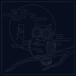 Sashiko Printed Cloth Owl 12"x12"