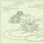 Sashiko Printed Cloth "Water Lily"