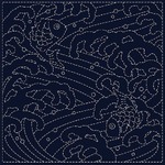 Sashiko Printed Cloth Ara-Nami 2  12"x12"