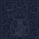 Sashiko Printed Cloth Maneki-Neko 12"x12"