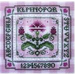 Tiny Pink Carnation Alphabet Cross Stitch Sampler - Designed by Sandra Cox Vanosdall