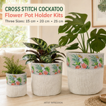Cross Stitch Cockatoo Flower Pot Holder Kit