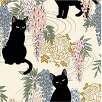 Fabric Piece - Cat X Wisteria  QGHR3410A - Cream