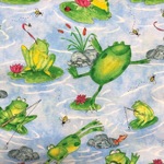 Fabric - Frogs on Blue Background Cotton