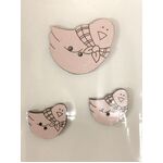 Button - Vizzy - Pink Chick with Scarf 3pc