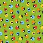 Fabric - Happy Sheep COL 101 Green/Multi
