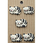 Button - Handmade B&W Sitting Cat Buttons L34 - 5pcs