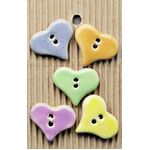 Button - Handmade L194 Hearts - 5pcs
