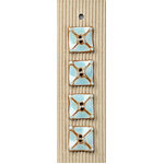 Button - Handmade Square Aqua/Brown Buttons L373 - 5pcs