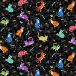 Fat Quarter Cool Cats Col 103 Scatter Black