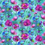 Dragonflies – Floral Aqua Fabric (82030-103)