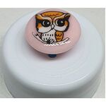 Button - 13mm Pink Owl Shank