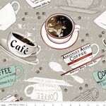 Fat Quarters - Coffee Chalk - CD11034 Cups Taupe