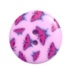 Button - 25mm Pink with Butterflies