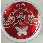 Button - 25mm Red/White Butterfly