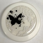 Button - 34mm Black Butterfly/Clear